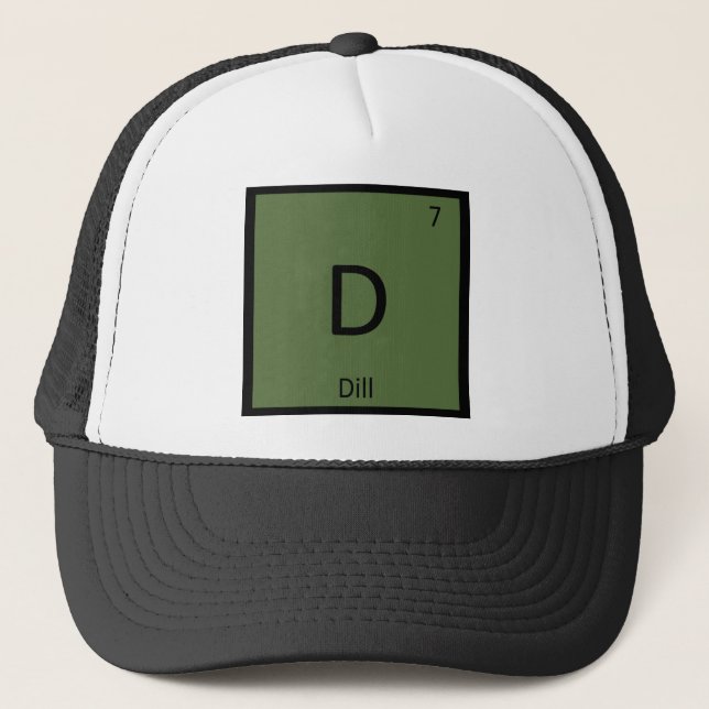 D - Dill Vegetable Chemistry Periodic Table Symbol Trucker Hat (Front)
