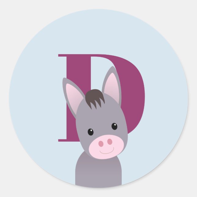 D for Donkey Classic Round Sticker (Front)