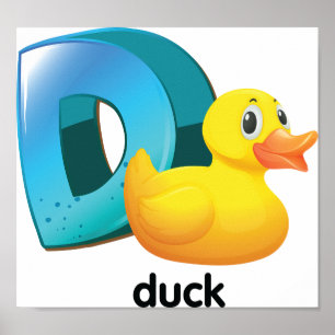 D for Duck Alphabet Bright Letter Poster