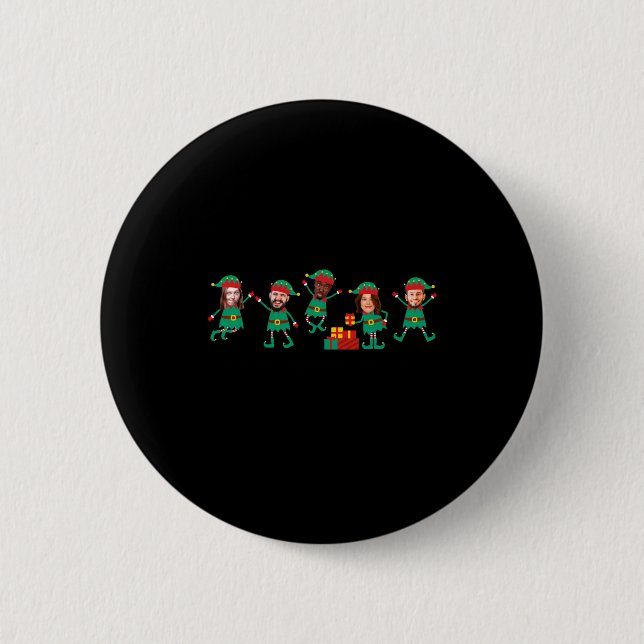 D Funny Face Photo Christmas Elf  6 Cm Round Badge (Front)