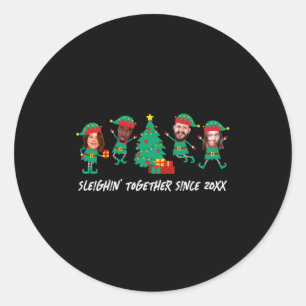 D Funny Face Photo Christmas Elf  Classic Round Sticker