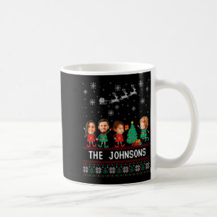 D Funny Face Photo Christmas Elf Family  Coffee Mug