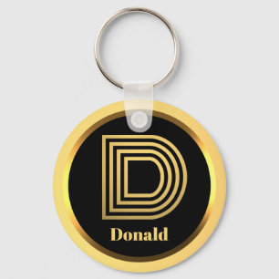 D Gold Monogrammed Letter Personalised Keychain
