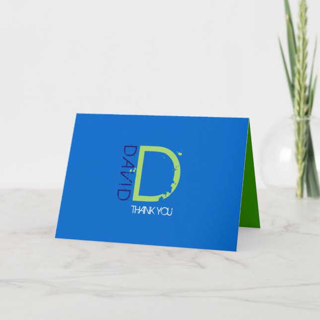D Initial Collection Bar Mitzvah Thank You Card (Front)