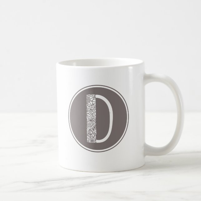 D Initial Floral Monogram Coffee Mug (Right)