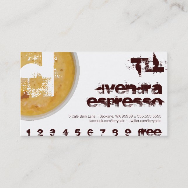 D - Initial Letter Foamy Coffee Cup Loyalty Punch Card (Front)