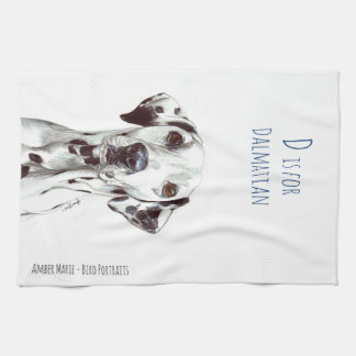 D is for Dalmatian - Black and White Tea Towel