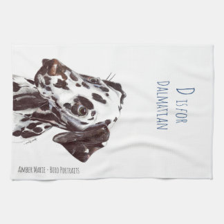D is for Dalmatian - Liver and White Tea Towel