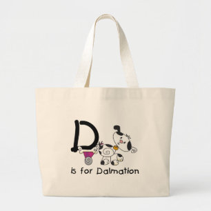 D is for Dalmation T-shirts and Gifts Large Tote Bag