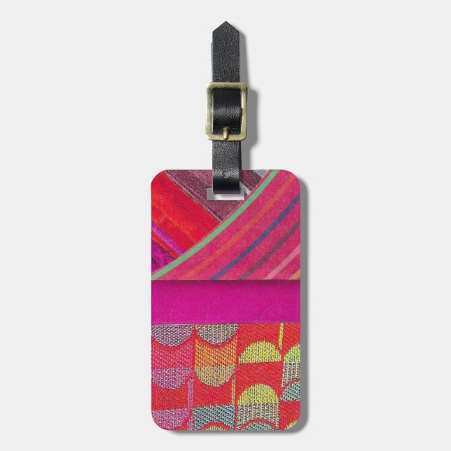 D is for diagonal collage luggage tag (Front Vertical)