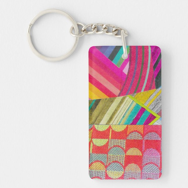 D is for diagonals and curves collage  key ring (Front)