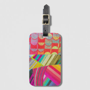 D is for diagonals and curves collage luggage tag