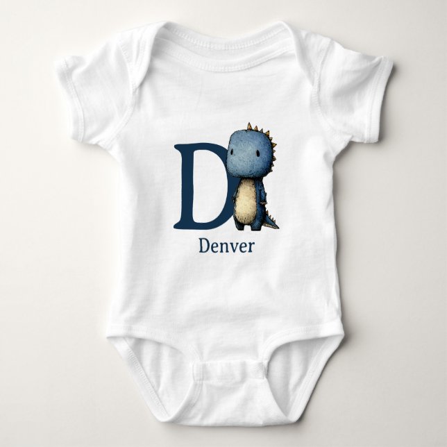 D is for Dinosaur Personalise Baby Bodysuit (Front)