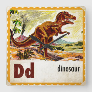 D is for Dinosaur Square Wall Clock
