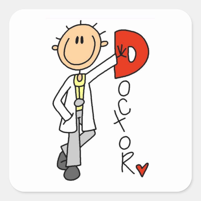 D is for Doctor Square Sticker (Front)
