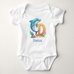 D is for Dolphin Personalise Baby Bodysuit