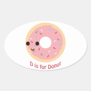 D is for Doughnut Oval Sticker