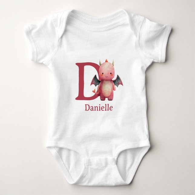 D is for Dragon Personalise Baby Bodysuit (Front)