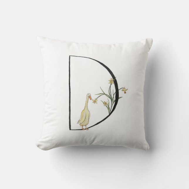 D is for Duck and Daffodil Cushion (Front)