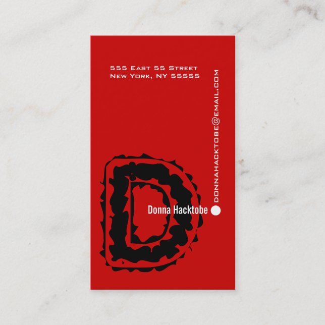 D Letter Alphabet Business Card Red (Front)