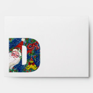 D LETTER / SANTA CLAUS WITH RED RIBBON MONOGRAM ENVELOPES