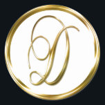 D Monogram Faux Gold Envelope Or Favour Seal<br><div class="desc">D Monogram Faux Gold Envelope Or Favour Seal. These classic round stickers are printed with non metallic ink on a flat sticker to look like gold. They are not beveled or embossed monograms but are designed to look like they are beveled or embossed monograms. These gold monogram seals are printed...</div>