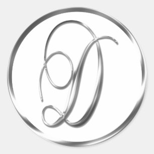 D Monogram Faux Silver Envelope Or Favour Seal
