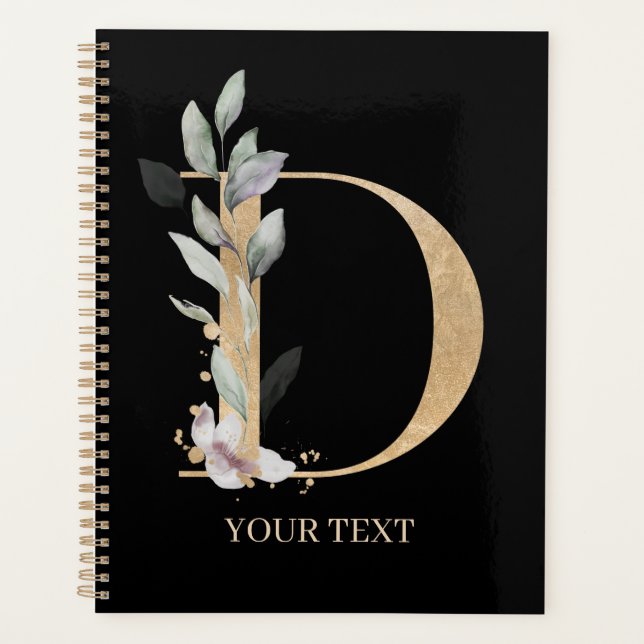 D Monogram Floral Personalised Planner (Front)