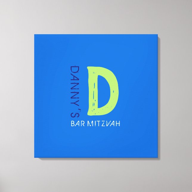D Monogram Initial Bar Bat Mitzvah Sign-In Board Canvas Print (Front)