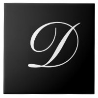 D Monogram Initial White on Black