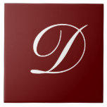 D Monogram Initial White on Maroon Tile<br><div class="desc">Classic White Letter Monogram on Dark Red Background Sticker Template,  D.</div>