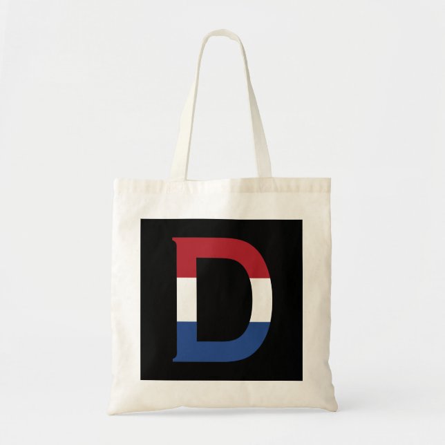 D Monogram overlaid on NLD Flag on bk btcn Tote Bag (Front)