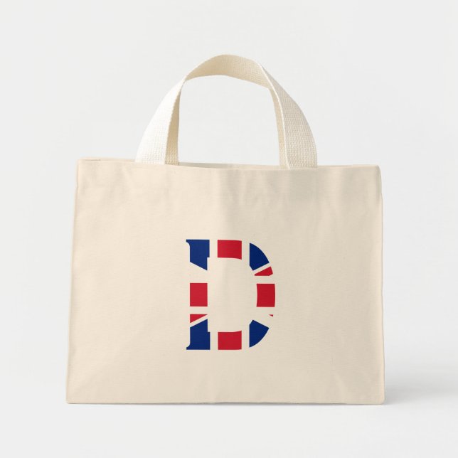 D Monogram overlaid on Union Jack Flag ttcnt Mini Tote Bag (Front)
