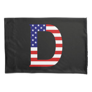 D Monogram overlaid on USA Flag bedpccn Pillowcase