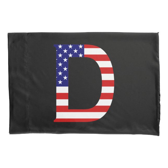 D Monogram overlaid on USA Flag pccnt Pillowcase (Front)