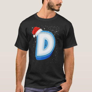 D Snowy Capital Christmas Monogram Alphabet Letter T-Shirt
