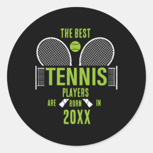 D Tennis Birth Year Name Birthday Classic Round Sticker