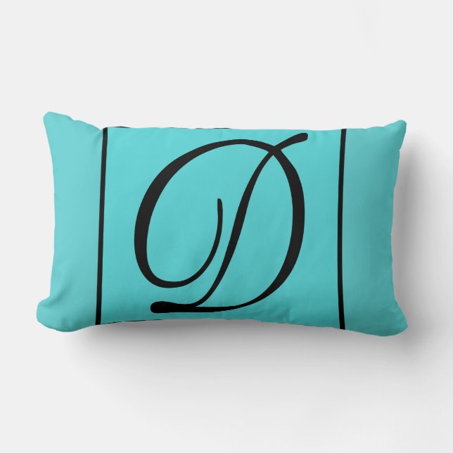 D - The Letter D on Turquoise Background Lumbar Cushion (Front)