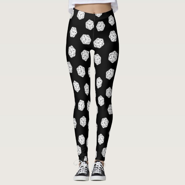 D Twenty 20 Sided Dice Leggings (Front)