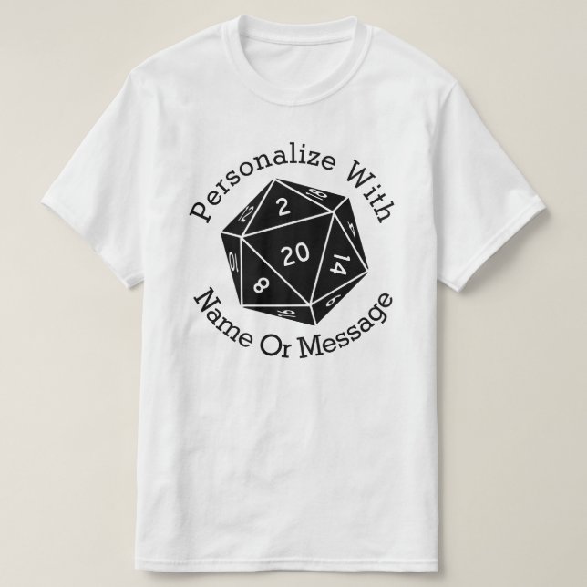 D Twenty 20 Sided Dice T-Shirt (Design Front)
