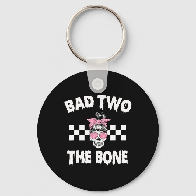 D Two The Bone Birthday 2nd Halloween 2 Years Old  Key Ring (Front)