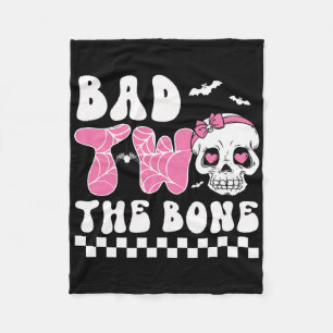 D Two The Bone Birthday Toddler Halloween Birthday Fleece Blanket
