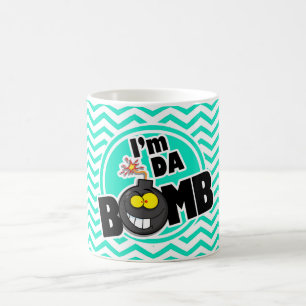 Da Bomb!  Aqua Green Chevron Coffee Mug