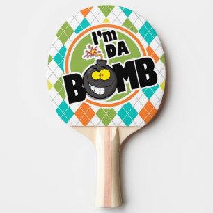 Da Bomb!  Colourful Argyle Pattern Ping Pong Paddle