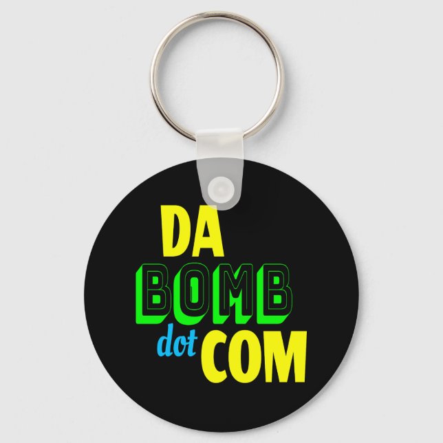 Da Bomb dot com Novelty Funny Retro 90s Key Ring (Front)