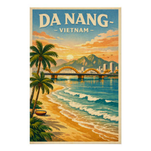 Da Nang city, Vietnam, in a classic retro Poster