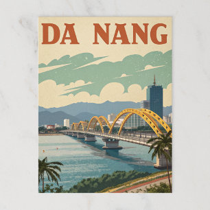Da Nang Dragon Bridge in Stylised Art Postcard