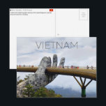 Da Nang, Vietnam Travel Postcard<br><div class="desc">Send this beautiful postcard to your loved ones featuring a stone hand cradles the golden walkway of the Golden Bridge as it stretches across the misty hills of Da Nang.</div>