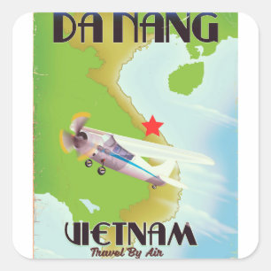 Da Nang Vietnam vintage travel poster Square Sticker