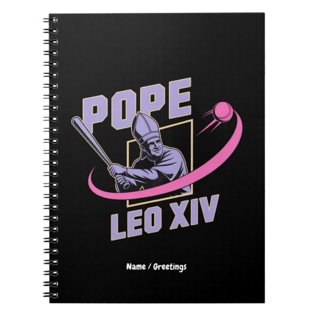 Da Pope Leo XIV Baseball Design Faith Meets Field Notebook (Front)
